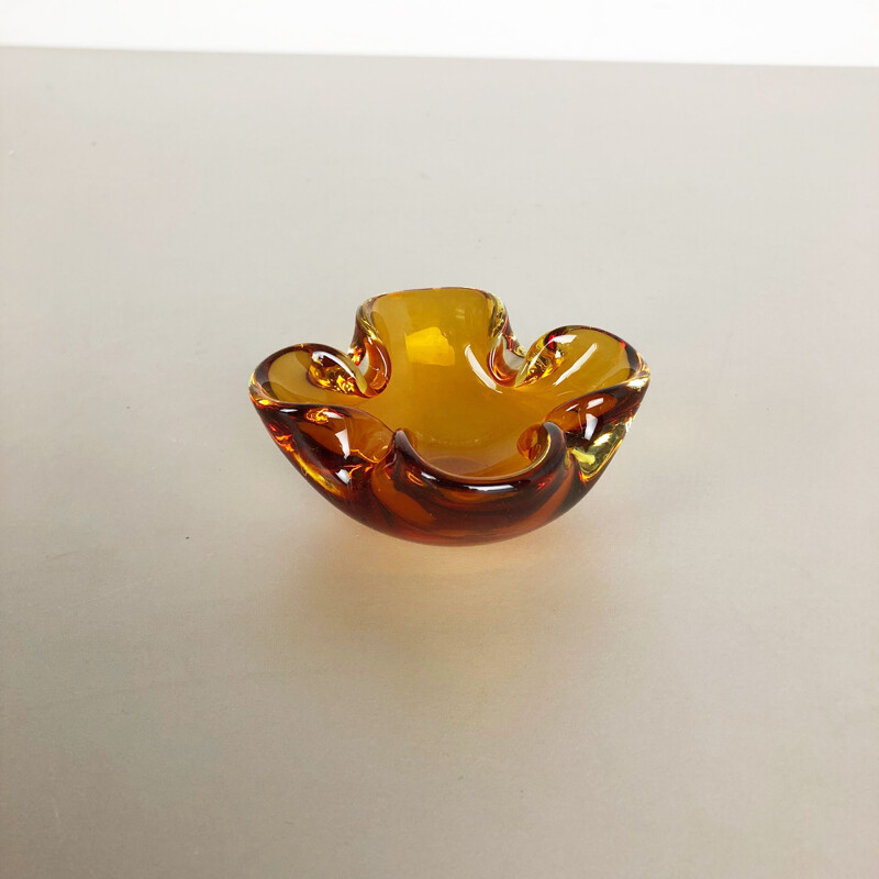 Vintage Bowl Element Shell Ashtray Seguso Murano,Murano Glass 'Honey' Italy 1970s