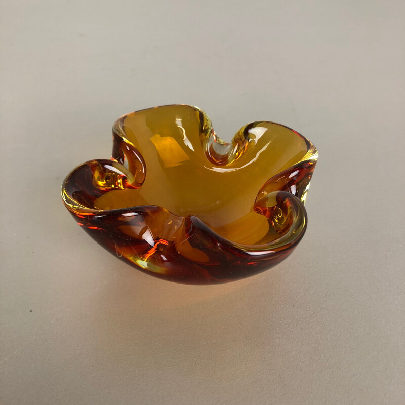 Vintage Bowl Element Shell Ashtray Seguso Murano,Murano Glass 'Honey' Italy 1970s