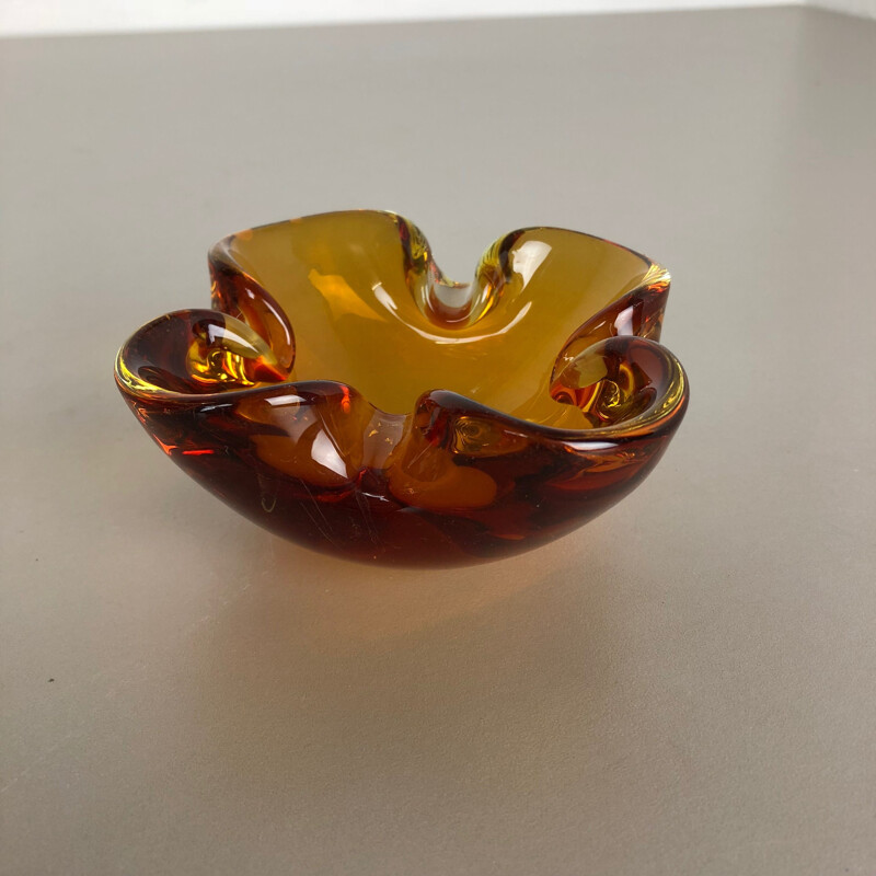 Vintage Bowl Element Shell Ashtray Seguso Murano,Murano Glass 'Honey' Italy 1970s