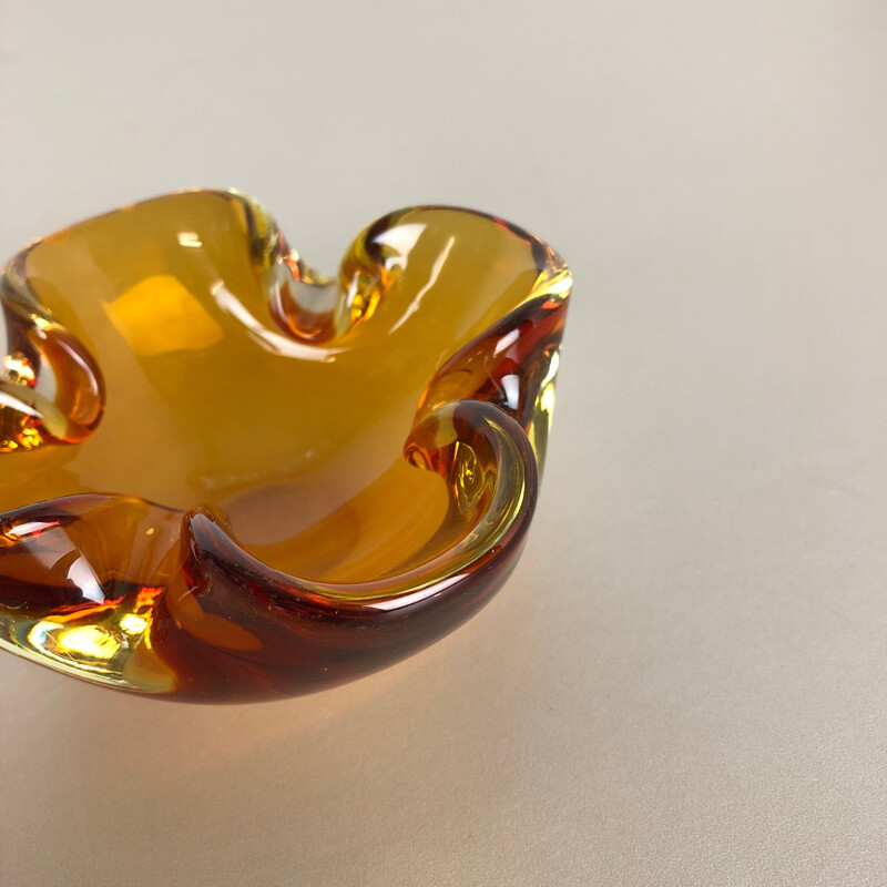 Vintage Bowl Element Shell Ashtray Seguso Murano,Murano Glass 'Honey' Italy 1970s