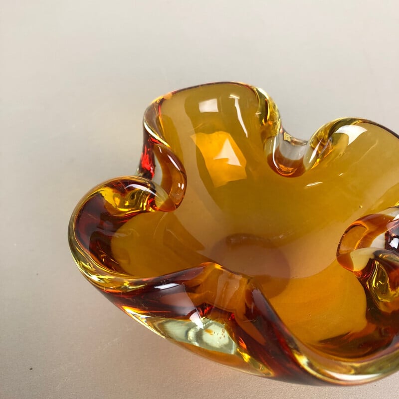 Cendrier à coquille vintage Seguso Murano, verre de Murano 'Honey' Italie 1970