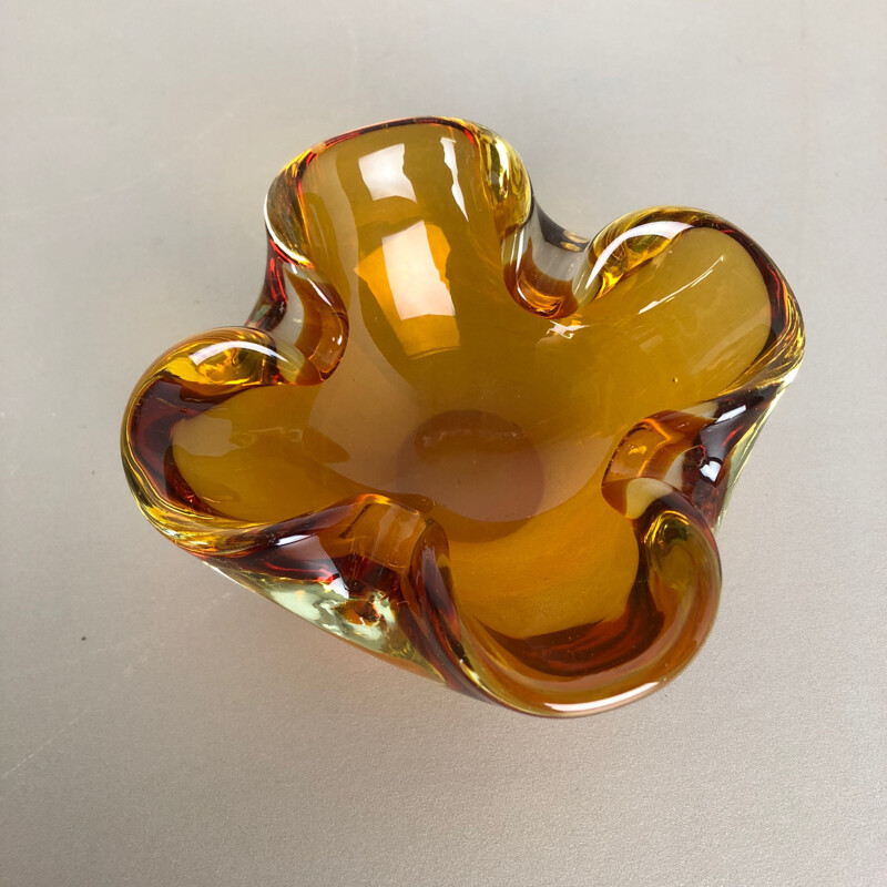 Vintage Bowl Element Shell Ashtray Seguso Murano,Murano Glass 'Honey' Italy 1970s