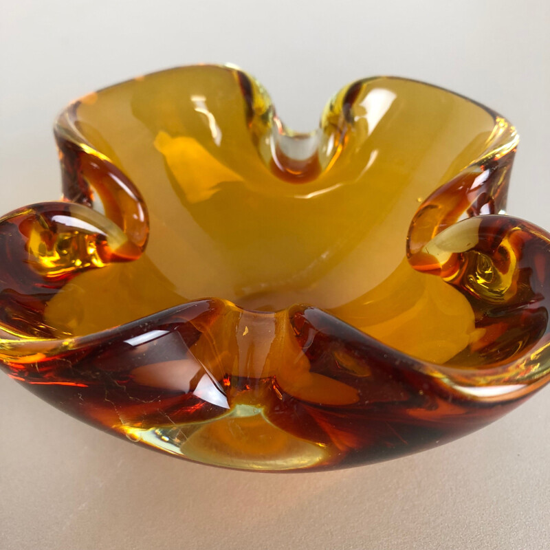 Vintage Bowl Element Shell Ashtray Seguso Murano,Murano Glass 'Honey' Italy 1970s