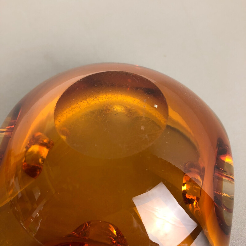 Cendrier à coquille vintage Seguso Murano, verre de Murano 'Honey' Italie 1970