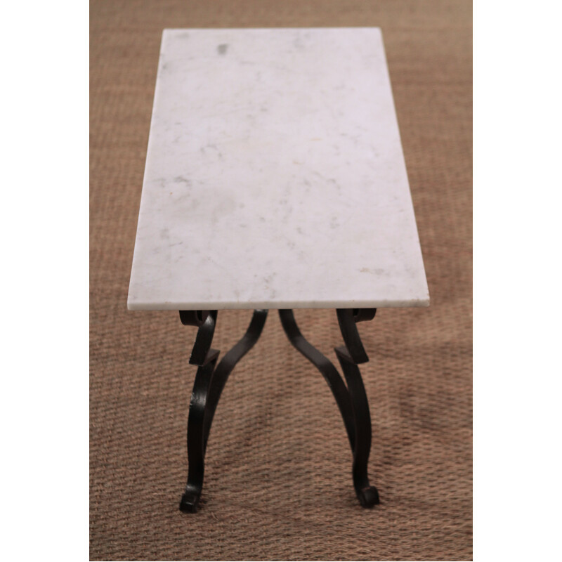 Coffee table in white marble and forged iron - 1960s