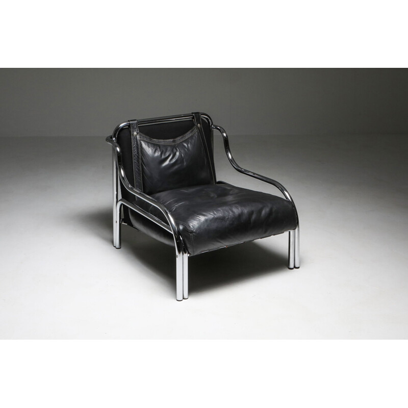 Vintage 'Stringa' Armchair Black Gae Aulenti 1960s