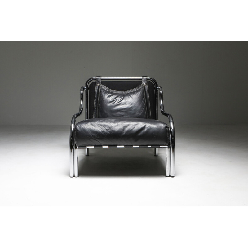 Fauteuil "Stringa" vintage Black Gae Aulenti 1960