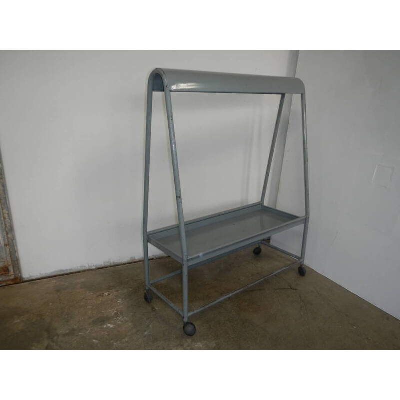 Vintage metal shoe cart carrello industriale, 1970