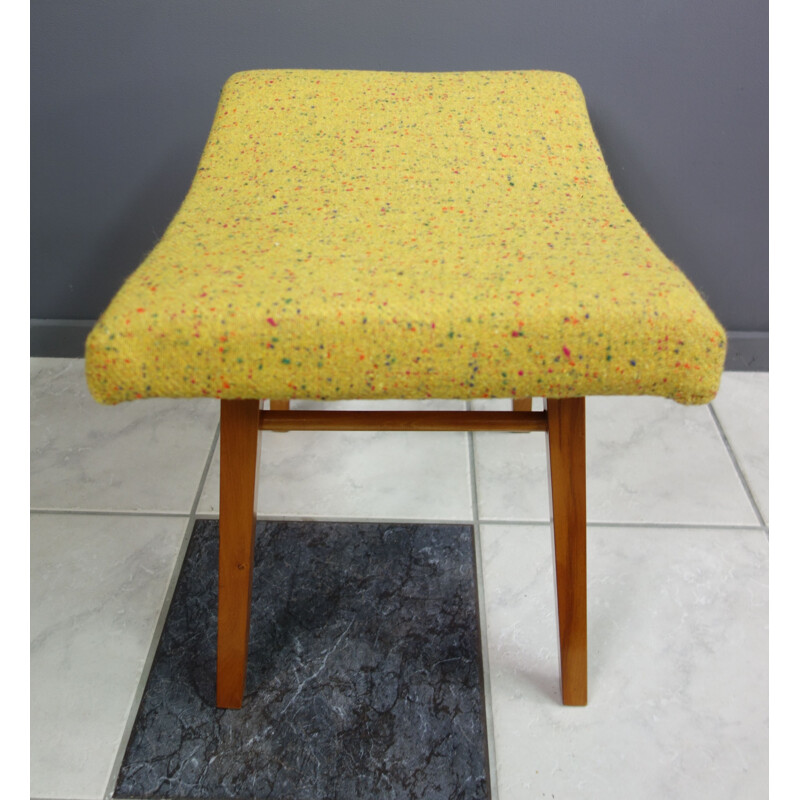 Vintage Yellow fabric footstool 1960s