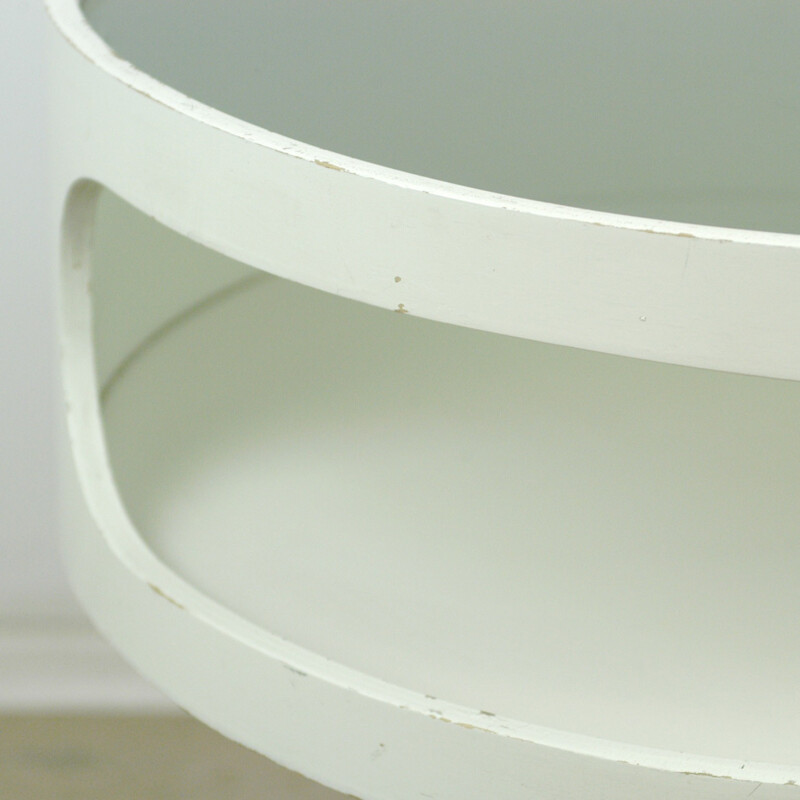 Vintage side table in white plywood and glass - 1960s