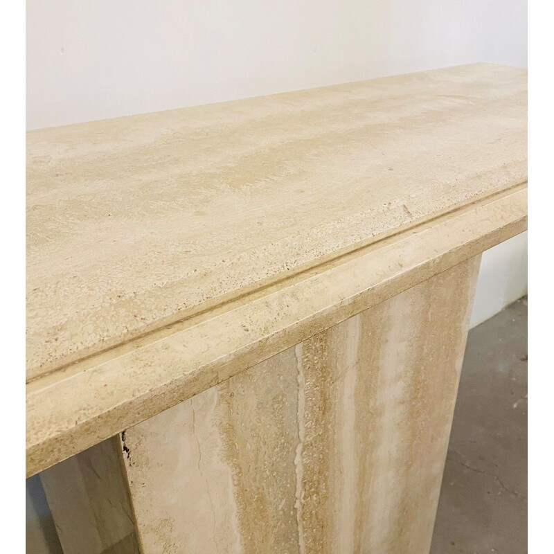 Vintage Console Table in travertine Italy 1970s