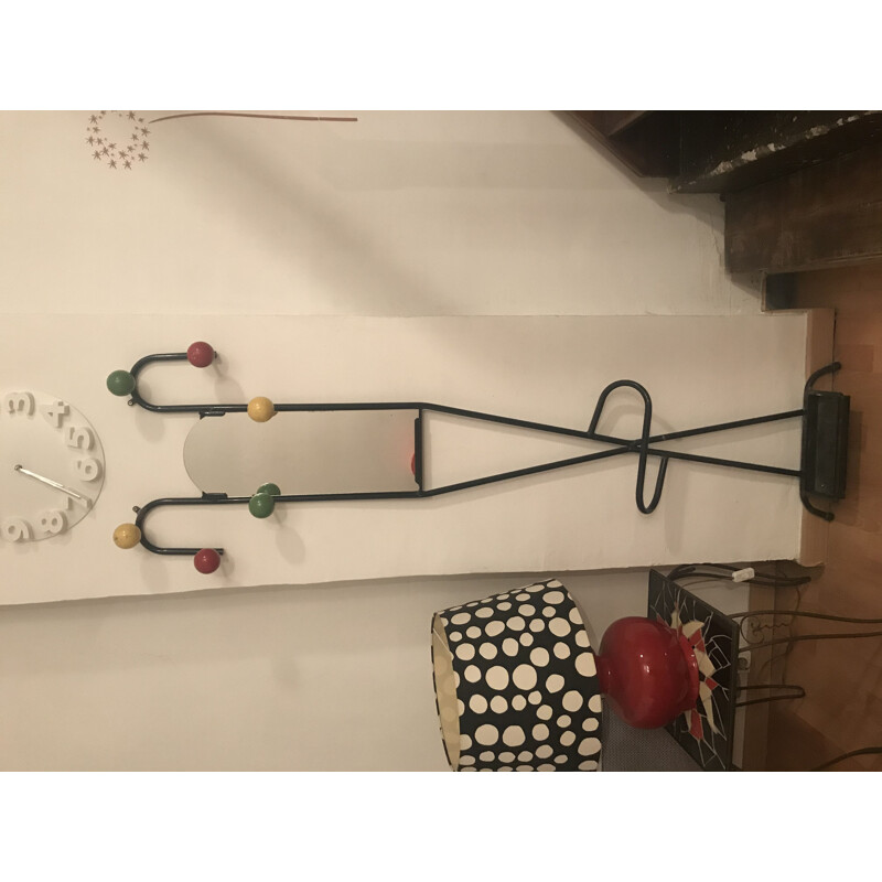 Vintage coat rack on wall on stand 1960s