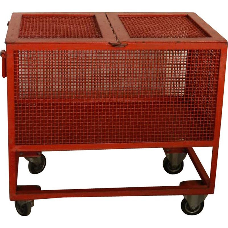 Vintage red metal cart 1970