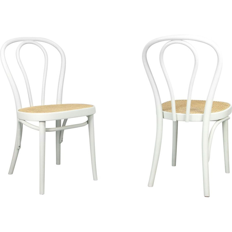 Paire de chaises blanches Vintage N. 218 de Michael Thonet