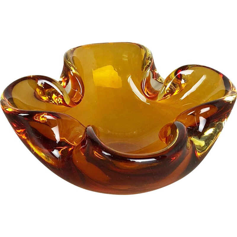 Vintage Bowl Element Shell Ashtray Seguso Murano,Murano Glass 'Honey' Italy 1970s