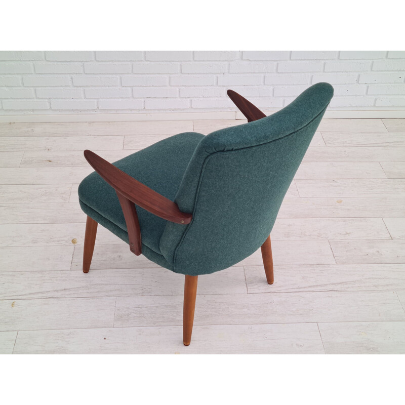 Sillón danés vintage de lana de teca 1960