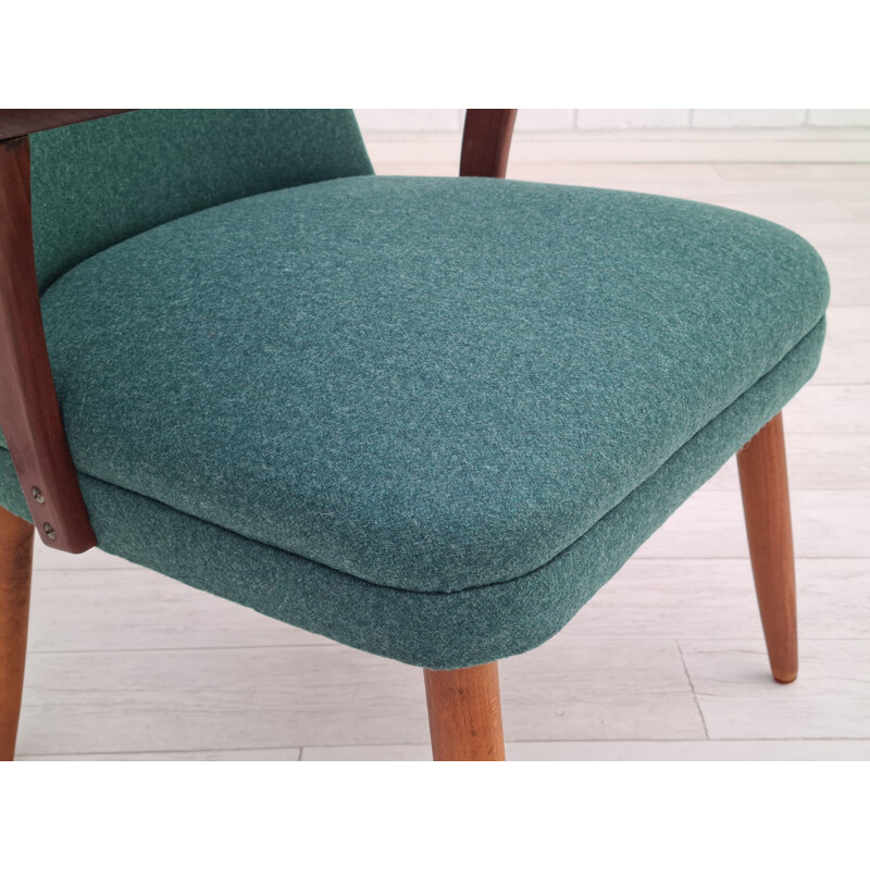 Fauteuil vintage en laine de teck danois 1960