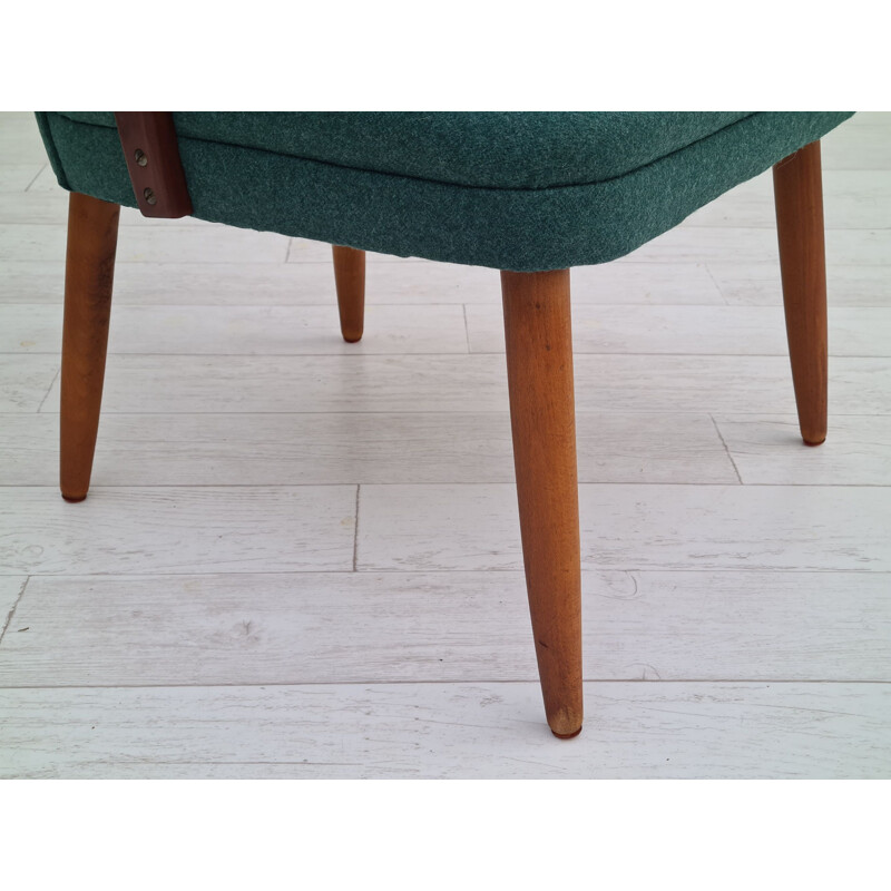 Fauteuil vintage en laine de teck danois 1960