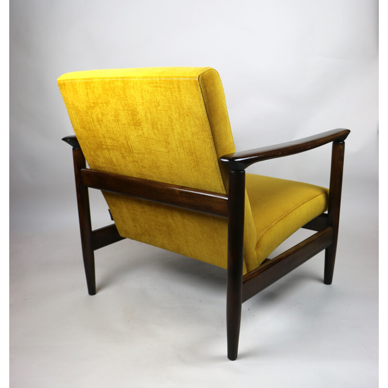 Fauteuil vintage caméléon en or jaune d'Edmund Homa 1970