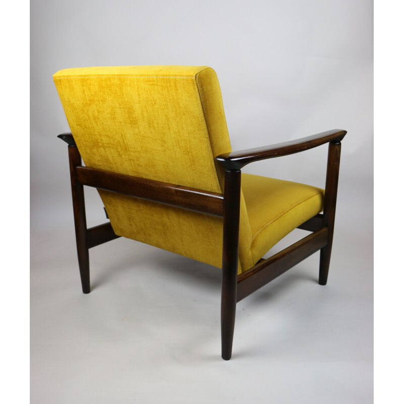 Fauteuil vintage caméléon en or jaune d'Edmund Homa 1970