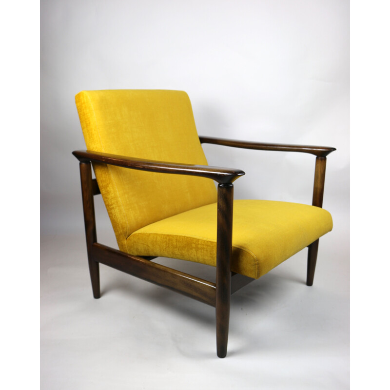 Vintage Yellow gold chameleon Armchair by Edmund Homa 1970s