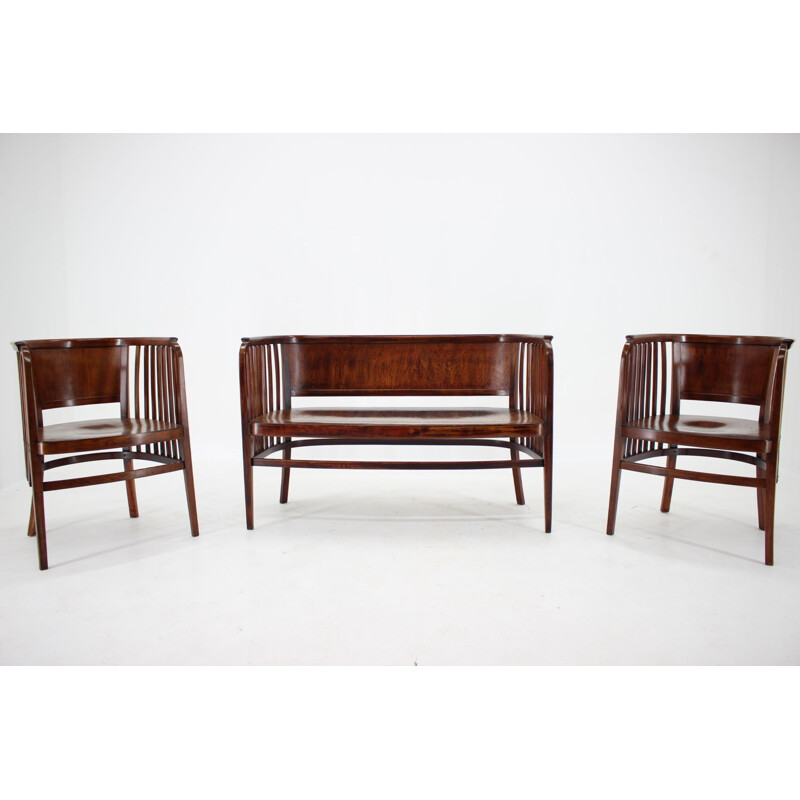 Canapé en bois et fauteuils vintage Marcel Kammerer pour Gebruder Thonet 1910