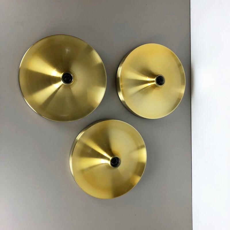 Set of 3 vintage Gold Charlotte Perriand Wall Light by Honsel Germany 1960s