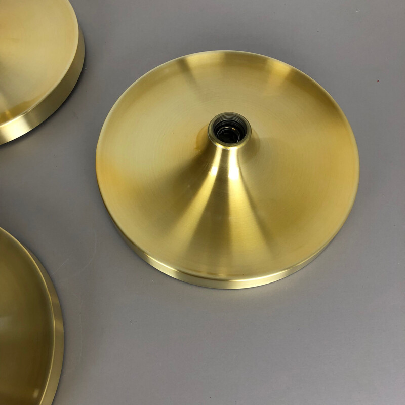 Set of 3 vintage Gold Charlotte Perriand Wall Light by Honsel Germany 1960s