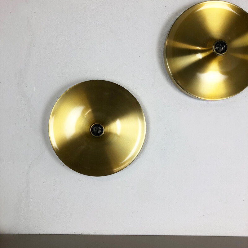 Set of 3 vintage Gold Charlotte Perriand Wall Light by Honsel Germany 1960s