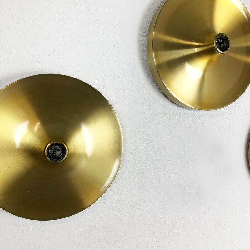 Set of 3 vintage Gold Charlotte Perriand Wall Light by Honsel Germany 1960s