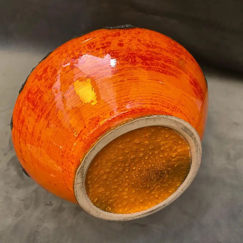 Mid-Century Fat Lava Orange Ceramic vase German 1970s