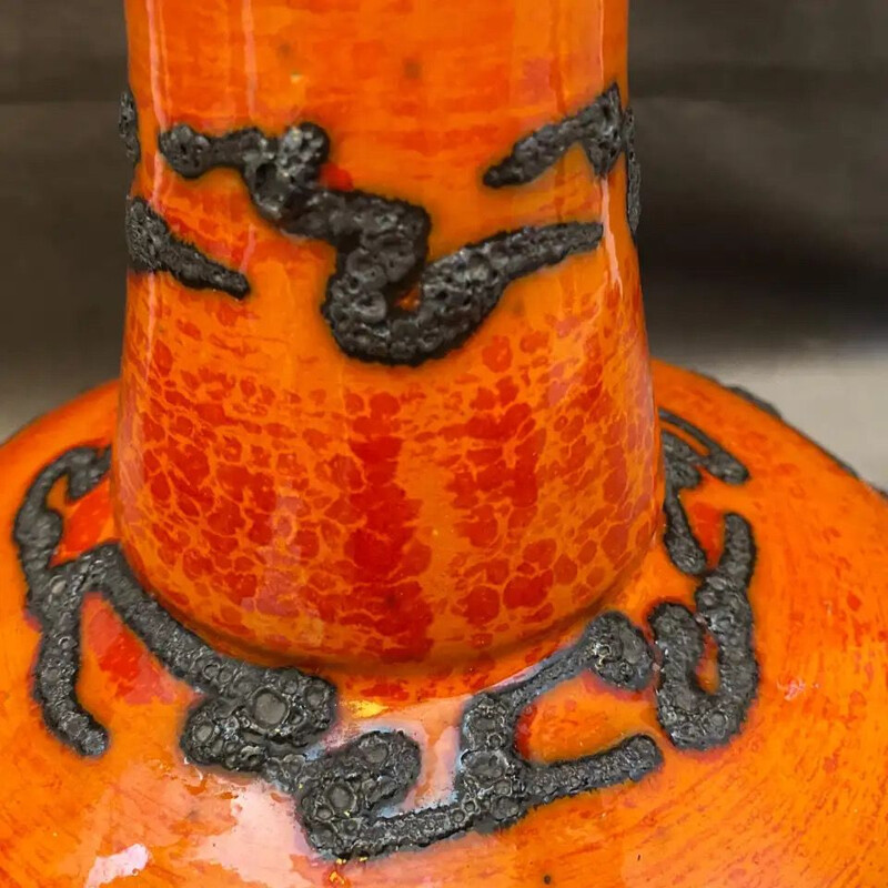Mid-Century Fat Lava Orange Ceramic vase German 1970s