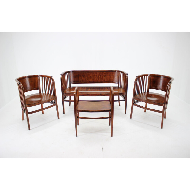 Vintage wooden chairs and stool Marcel Kammerer for Gebruder Thonet 1910s