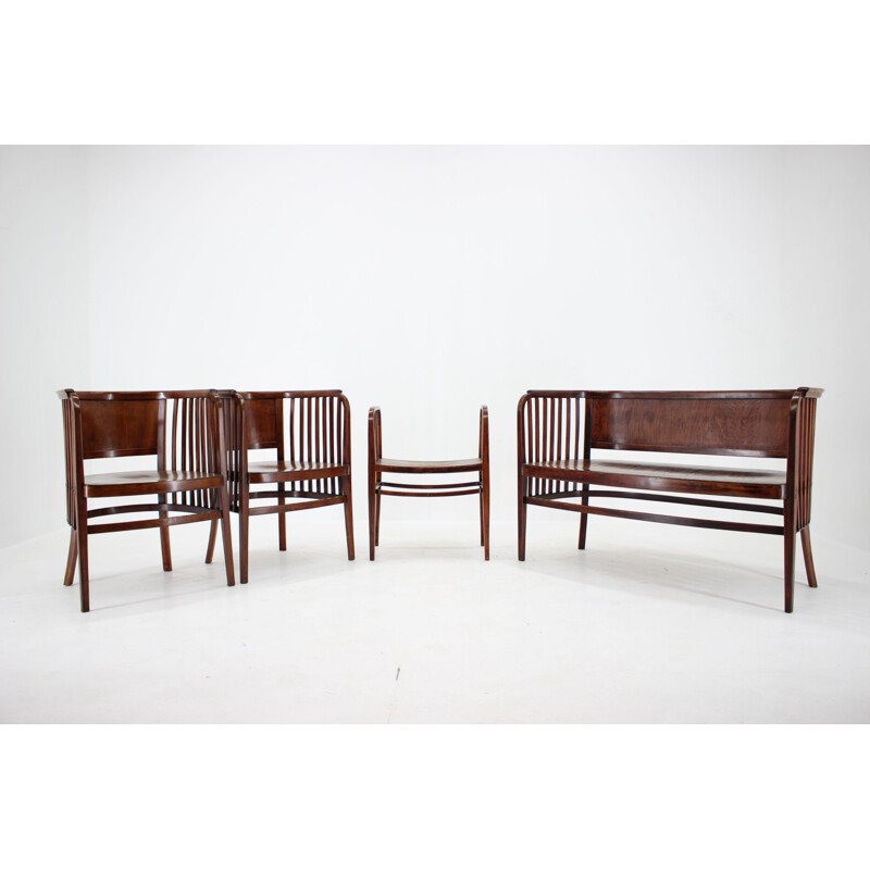 Vintage wooden chairs and stool Marcel Kammerer for Gebruder Thonet 1910s