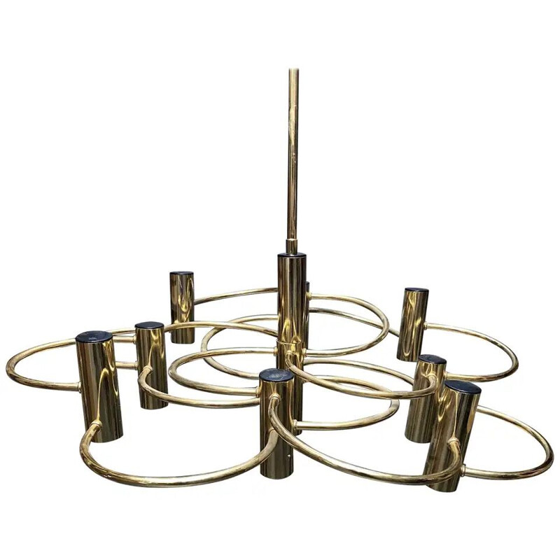 Vintage Brass Chandelier Italy 1960s