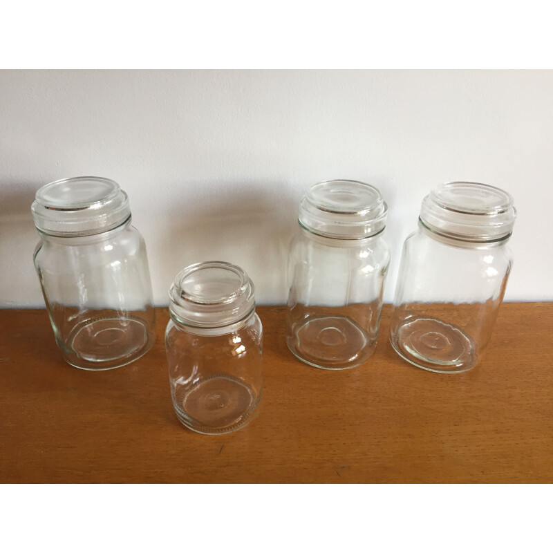 Set of 4 vintage glass jars