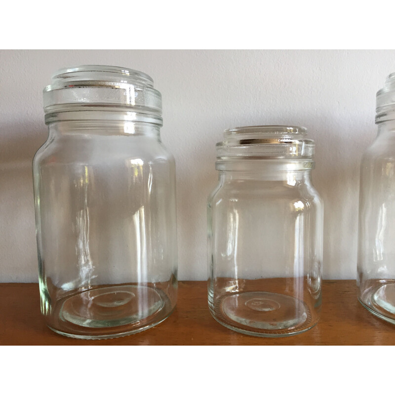 Lot de 4 bocaux vintage en verre