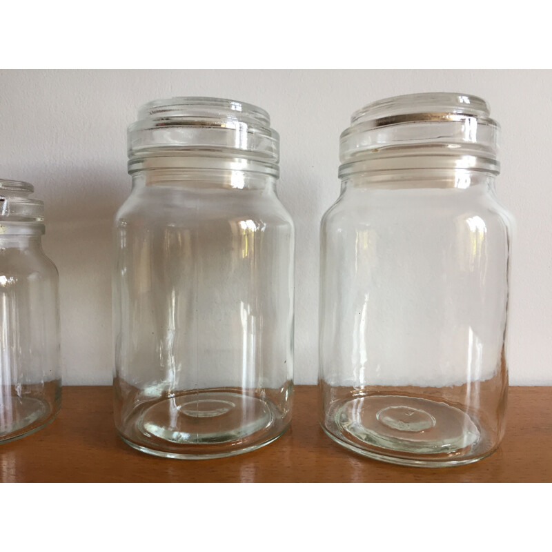 Set of 4 vintage glass jars