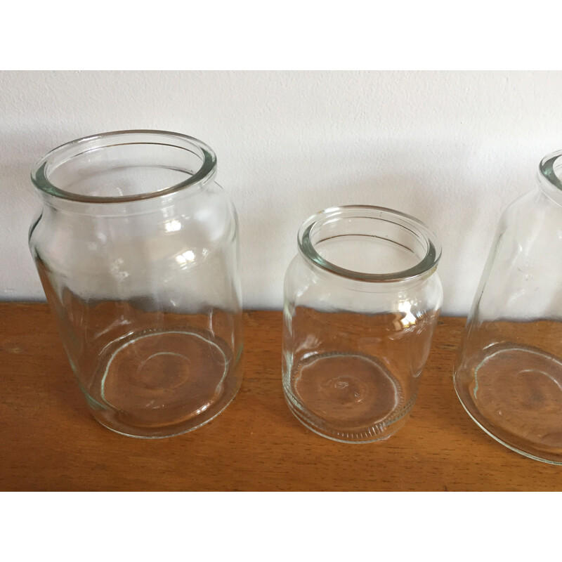 Set of 4 vintage glass jars