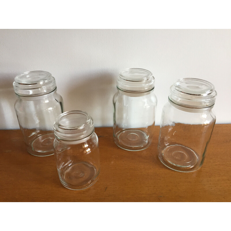 Set of 4 vintage glass jars