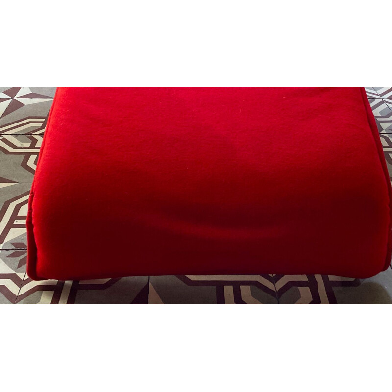 Vintage red lounge armchair Vico Magistretti for Cassina fabric 1980s