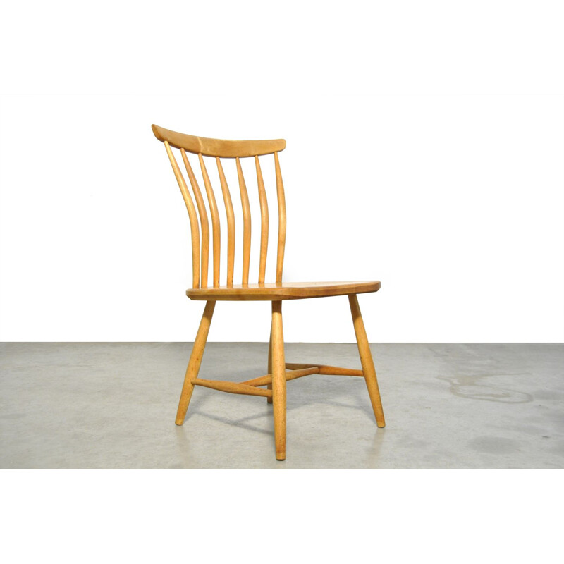 Set of 4 vintage birch wood dining chair by Akerblom & Eklof for Akerblom Stolen Sweden 1954s