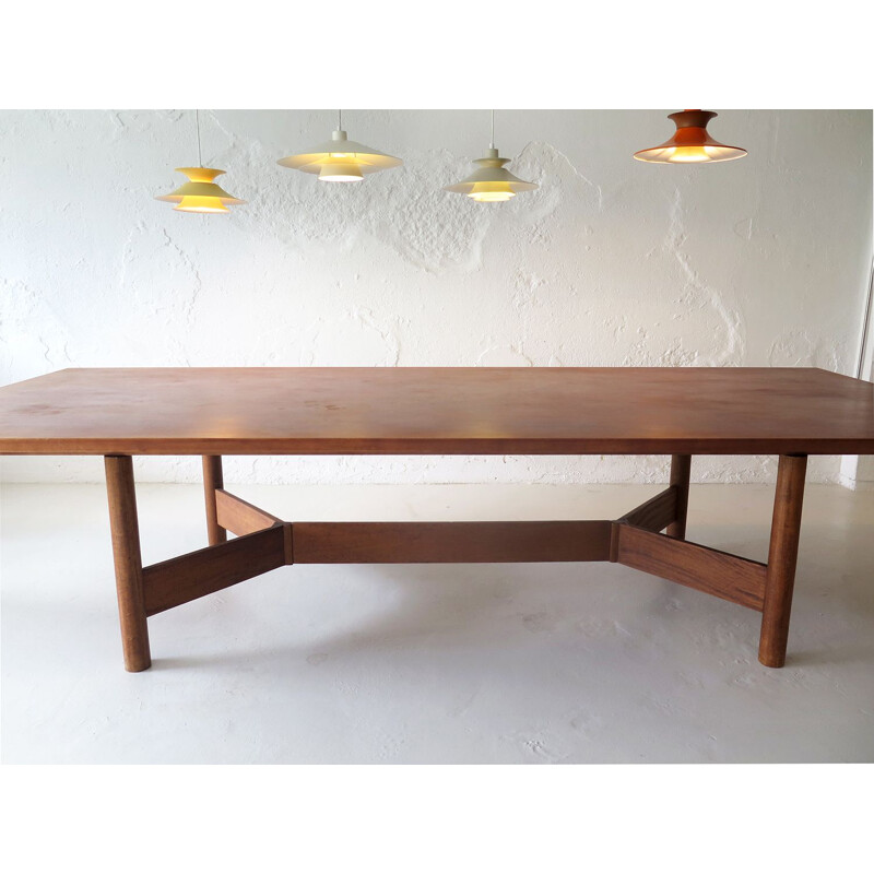 Vintage birch and oak big dinning table 1970s