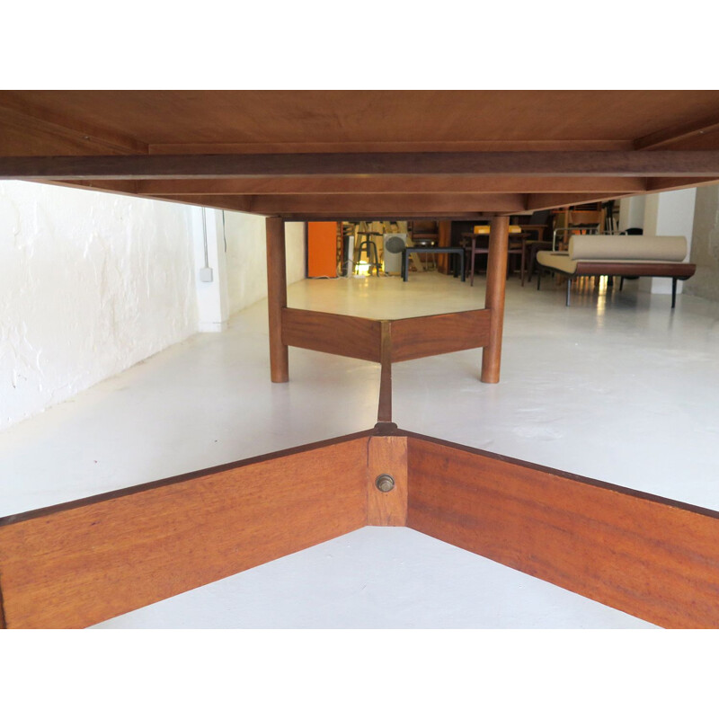 Vintage birch and oak big dinning table 1970s