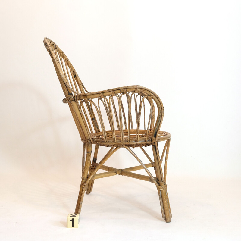 Vintage Tito Agnoli Rattan Chair Bonacina 1960s