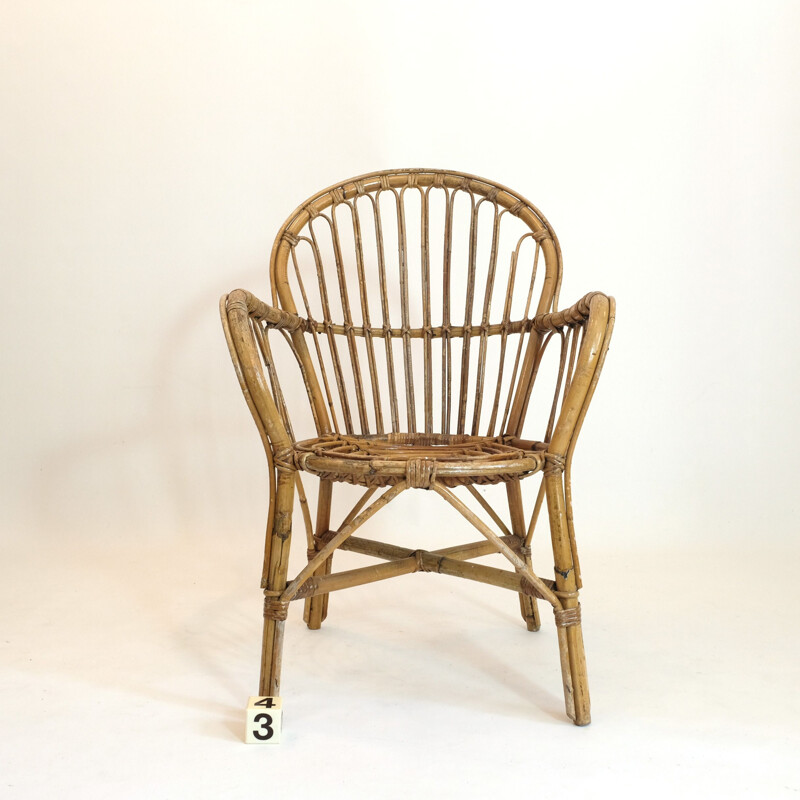 Vintage Tito Agnoli Rattan Chair Bonacina 1960s