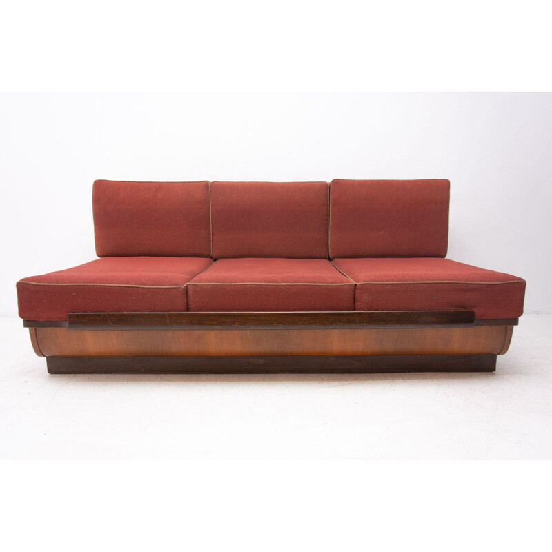 Mid-century sofabed in walnut by Jindrich Halabala for UP Zavody 1950s