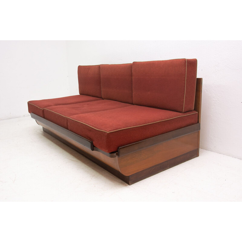 Mid-century sofabed in walnut by Jindrich Halabala for UP Zavody 1950s