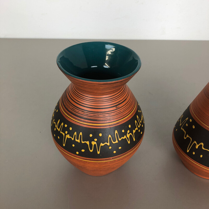 Par de vasos de cerâmica vintage por Heinz Siery para Carstens Tönnieshof, Alemanha 1960