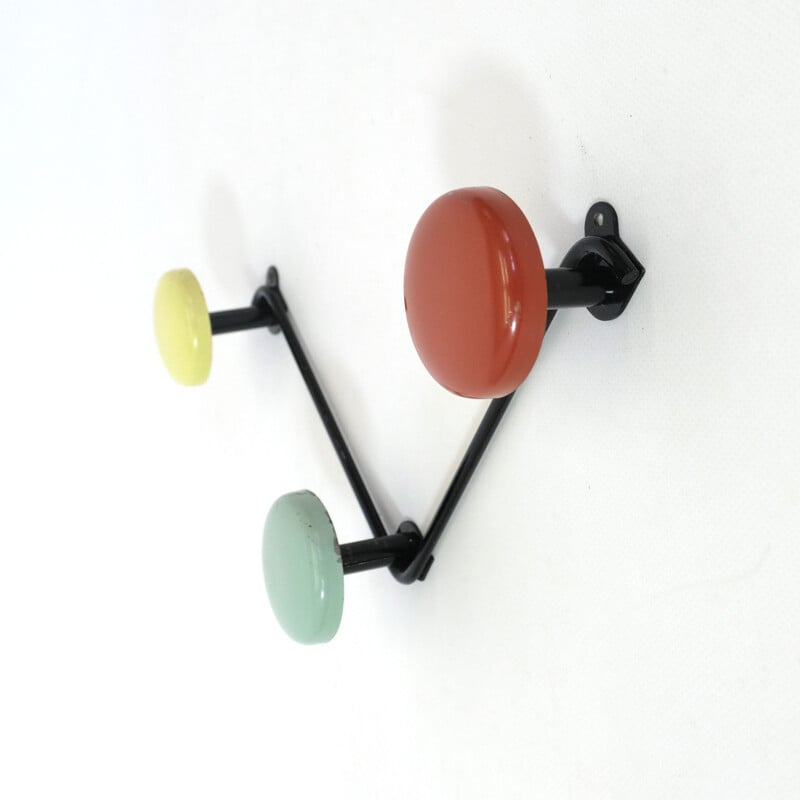 Vintage coat rack in black lacquered metal 1960s